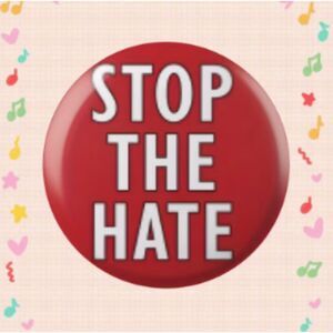 Red White Political Button "Stop the Hate" Statement Pin under 2" diameter